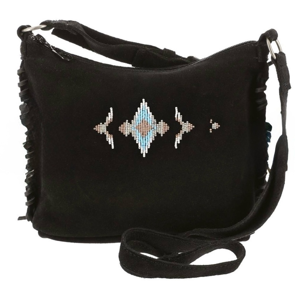 Minnetonka Black Hand-beaded Crossbody Bag